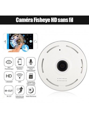 Caméra sans Fil Fisheye HD 360° Grand Angle Panoramique en stock