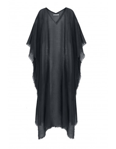 PONCHO LONG RAFAELE ETAMINE DE LAINE - ARDOISE en linge