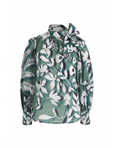 BLOUSE ODETTE IMPRIME TROPICAL - ACQUA GREEN la chaussure