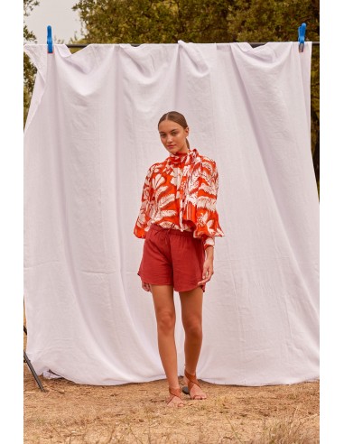 BLOUSE ODETTE IMPRIME TROPICAL - FLASHY ORANGE livraison et retour toujours gratuits