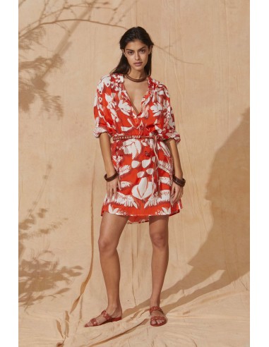 ROBE GERALDINE IMPRIME TROPICAL - FLASHY ORANGE rembourrage situé sous